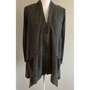 LOGO Lori Goldstein Cardigan Sweater Zip Up Gray Black Size Small S
